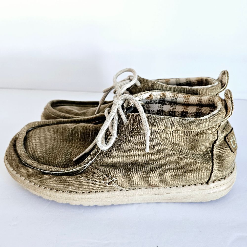 Mens Hey Dude Wally B Stretch Beige Canvas Loafers Shoes 8‎ Gorpcore Minimalist - Picture 3 of 8